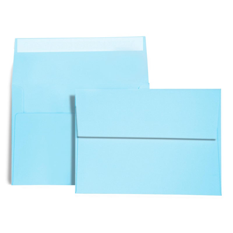 AZAZA 100 Pack A7 Baby Blue Invitation 5x7 Envelopes - Self Seal, Square Flap,Perfect for Baby Shower, 5x7 Cards, Weddings, Birthday, Invitations, Graduation, 5.25 x 7.25 Inches (Baby Blue) - Image 1
